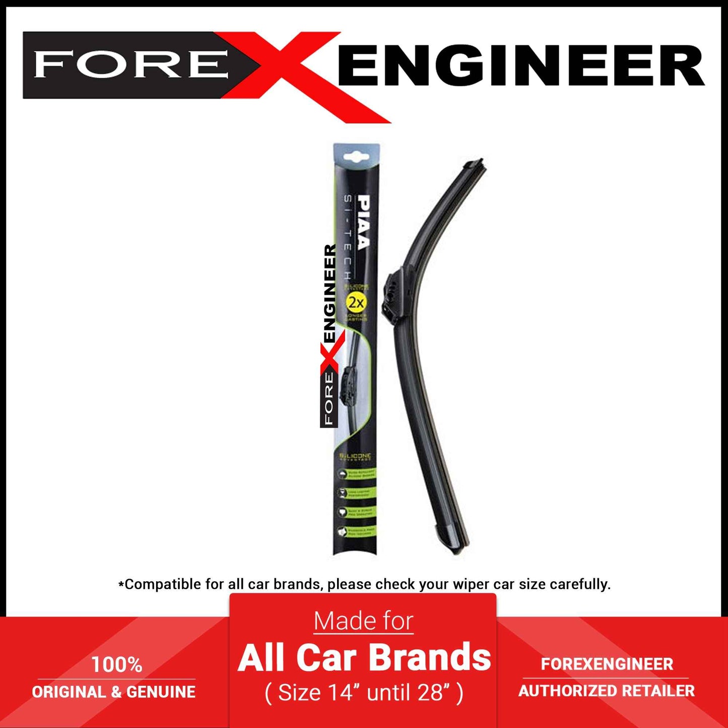 PIAA SI TECH Flat Silicone Car Wiper ( 15" ) (Barcode: 4960311044499 )