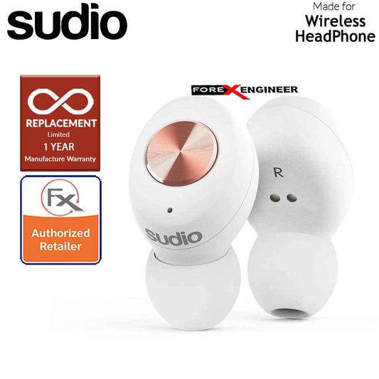 Sudio TOLV True Wireless Earbuds - Instant pairing - White Color ( Barcode : 7350071389904 )