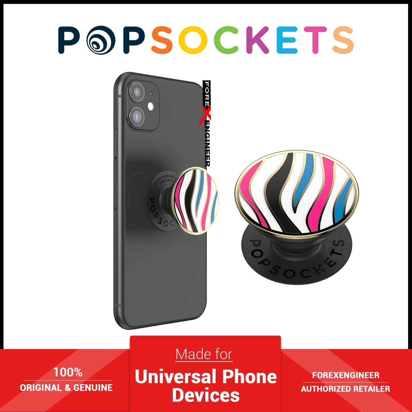 PopSockets Swappable PopGrip Enamel Wild Stripe White ( Barcode : 840173710272 )