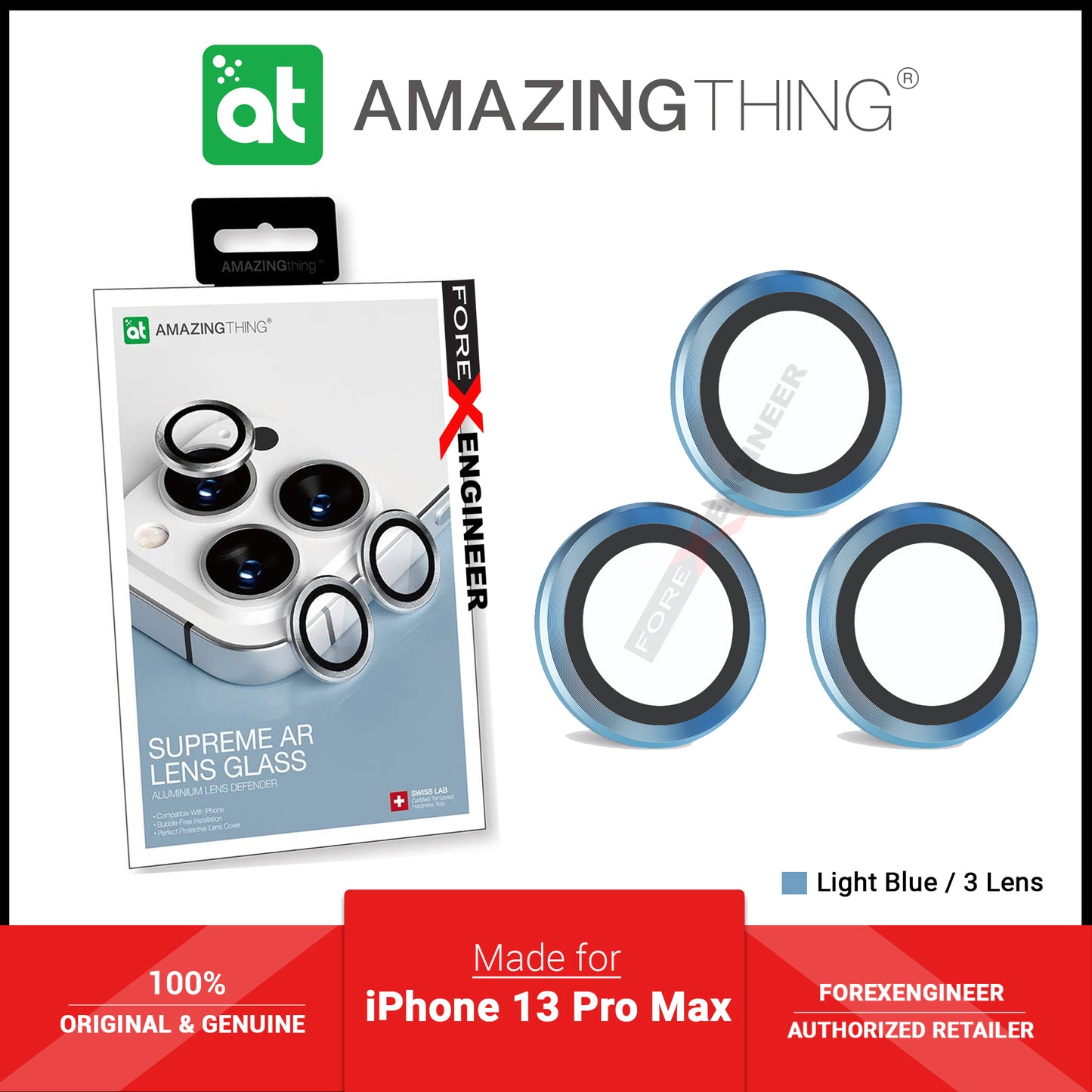 AMAZINGthing 3D LensGlass Protector for iPhone 13 Pro Max 6.7" 5G (Three Lens) - Blue (Barcode: 4892878069588 ) - Forexengineer -Malaysia- 4892878069588