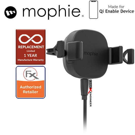 Mophie Wireless Charge Stream Vent Mount - 10W of power to Qi-enabled smartphone - Black (wireless charging station)
