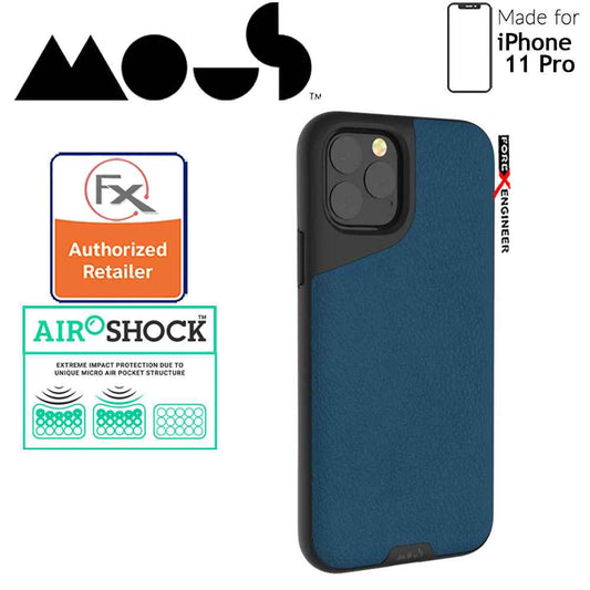 Mous Contour Colour for iPhone 11 Pro (Blue Leather) - Forexengineer-malaysia