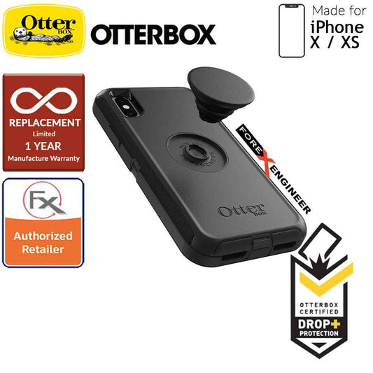 OTTER + POP Defender for iPhone X - Xs - Rugged Protective Case with PopSockets - Black - Forexengineer-malaysia