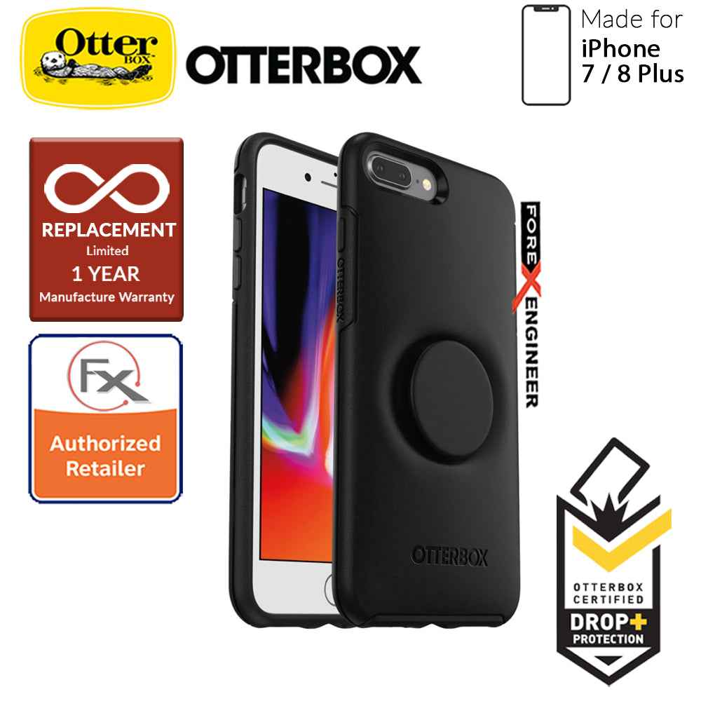 OTTER + POP Symmetry for iPhone 7 Plus - 8 Plus - Slim Protective Case with Pop Sockets - Black - Forexengineer-malaysia