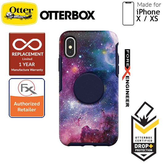 OTTER + POP Symmetry for iPhone X - Xs - Slim Protective Case with Pop Sockets - Blue Nebula - Forexengineer-malaysia