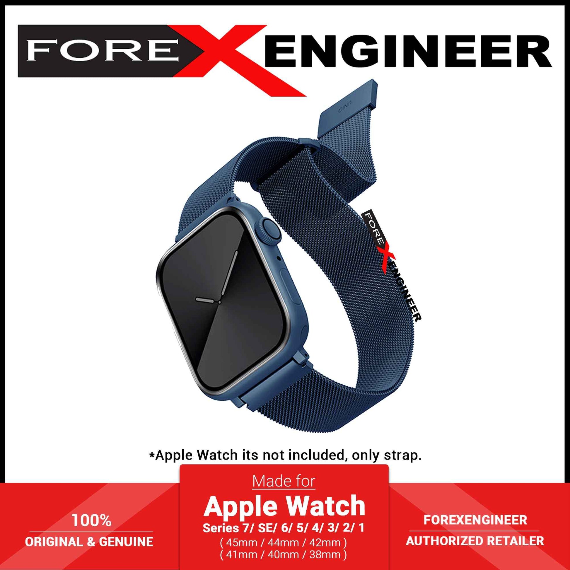 UNIQ Dante for Apple Watch Series 7 - SE - 6 - 5 - 4 - 3 - 2 - 1 ( 41mm - 40mm - 38mm ) - Cobalt Blue