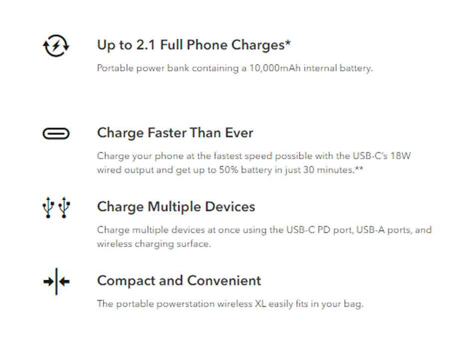 Mophie Powerstation Wireless XL with 18W USB-C PD 10,000mAh Powerbank ( Fabric ) - Black ( Barcode: 840056125971 )