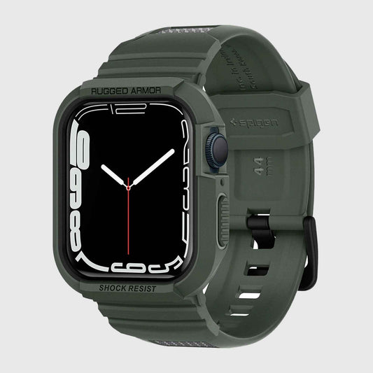 Spigen Rugged Armor PRO for Apple Watch Series 9 to Series 4 ( 45mm - 44mm ) with Wristband - Military Green