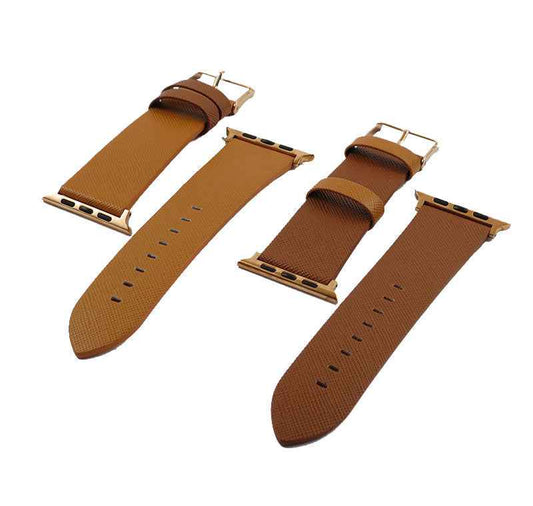 VIVA MADRID Montre Duo Leather Strap for Apple Watch Series 7 - SE - 6 - 5 - 4 - 3 - 2 - 1 ( 41mm - 40mm - 38mm )- Orange & Brown (Barcode: 8886461234589 )