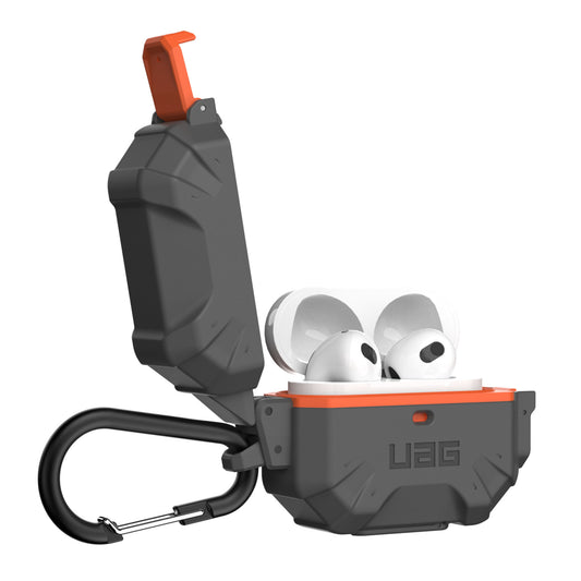 UAG Pathfinder for Airpods Gen 3 - 3rd Gen 2021 - Water Resistant Case - Silver-Orange - Forexengineer -Malaysia- 840283900068