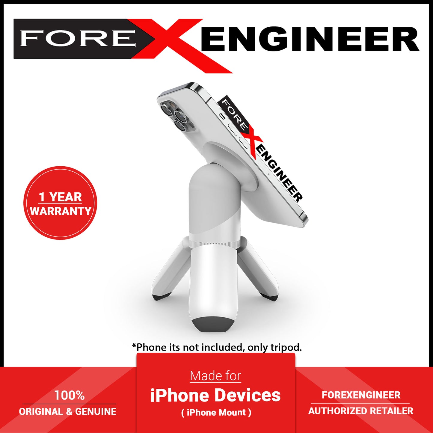 STM MagPod Tripod for iPhone with MagSafe Compability - White (Barcode: 810046111192 ) - Forexengineer -Malaysia- 810046111192