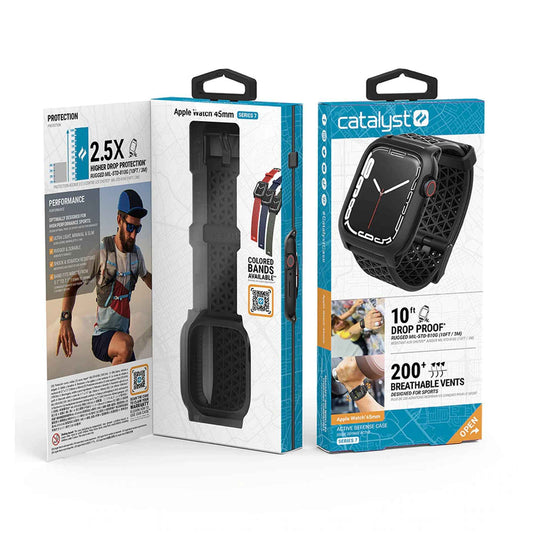 Catalyst Active Defense Case for Apple Watch Series 7 ( 45mm ) - with intergrade bands - Stealth Black (Barcode: 840625112432 )