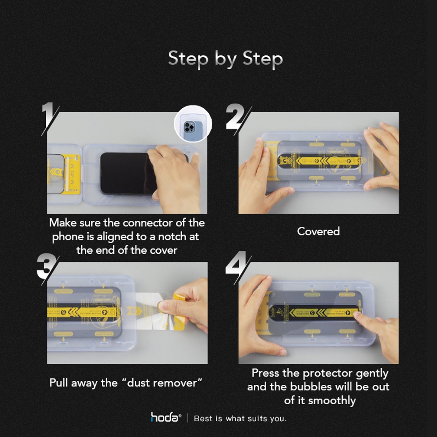 Hoda Tempered Glass Screen Protector for iPhone 14 - 13 - 13 Pro (Dust Free Helper Included) 0.33mm Full Coverage - Clear ( Barcode: 4711103545423 )