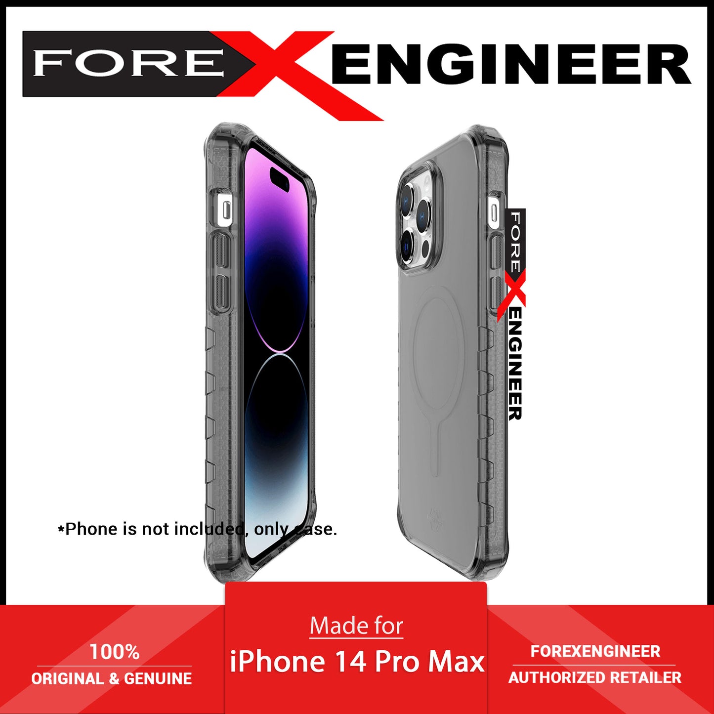 ITSKINS Supreme -- R Clear for 14 Pro Max - Magsafe Compatible - Graphite and Graphite Print ( Barcode: 4894465493783 ) - Forexengineer -Malaysia- 4894465493783