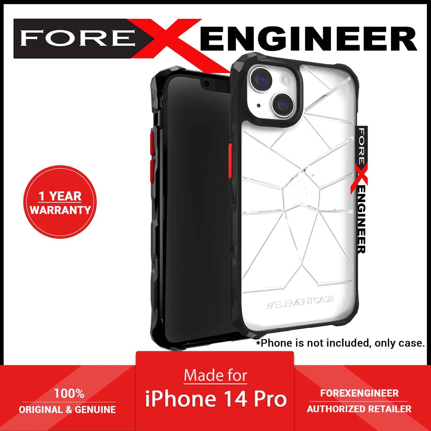 Element Case Special Ops X5 for iPhone 14 Pro - Clear-Black (Barcode: 810046113035 )