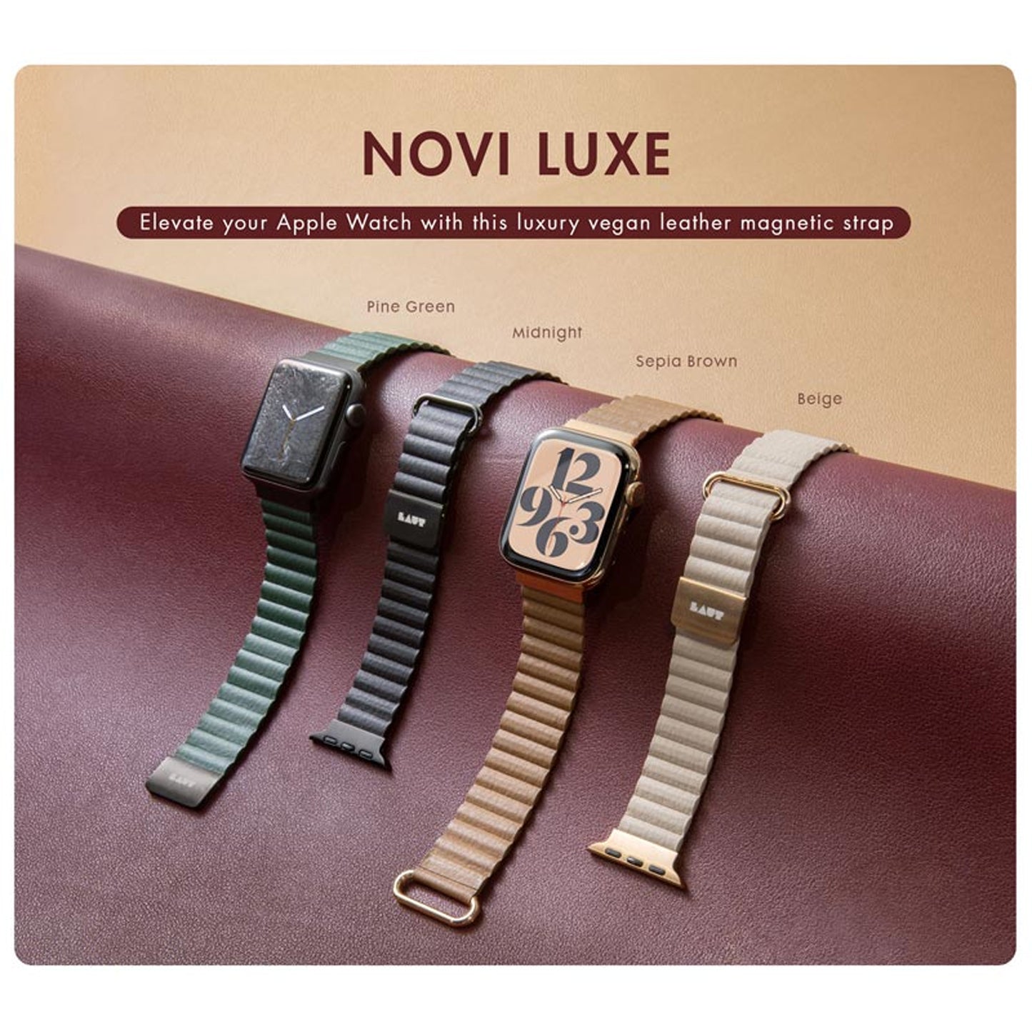 Laut Novi Luxe Watch Strap for Apple Watch ALL Ultra & 42/44/45/49MM - Pine Green ( Barcode: 4895206933896 ) - Forexengineer -Malaysia- 4895206933896