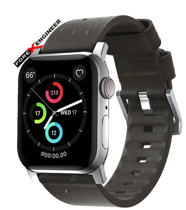 Nomad Active Strap Waterproof Mocha Brown Leather for Apple Watch Series 7 - SE - 6 - 5 - 4 - 3 - 2 - 1 ( 45mm - 44mm - 42mm ) ( Silver Hardware ) ( Barcode : 856500018331 )