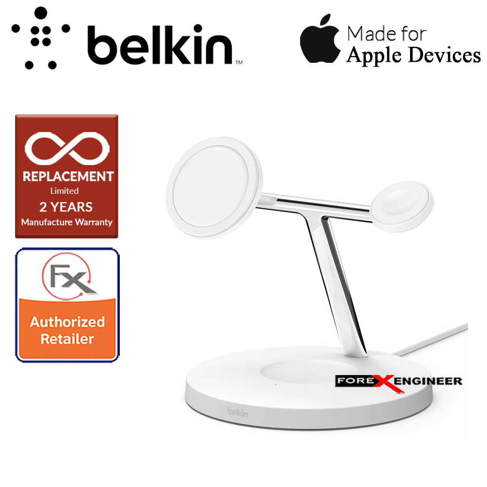 Belkin BOOST↑CHARGE™ PRO 3-in-1 Wireless Charger with MagSafe - White Colour (Barcode : 745883819430)