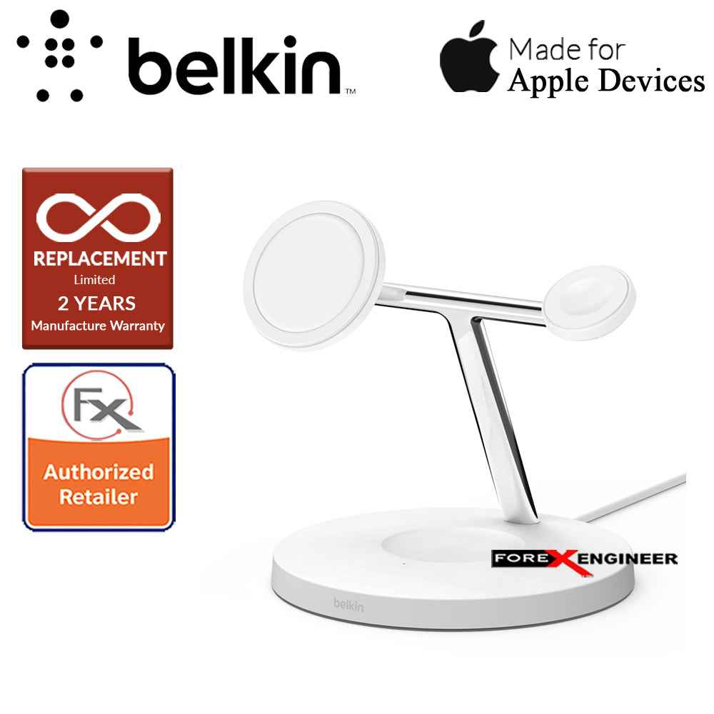 Belkin BOOST↑CHARGE™ PRO 3-in-1 Wireless Charger with MagSafe - White Colour (Barcode : 745883819430)