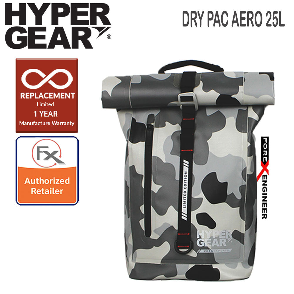 Hypergear Dry Pac  Aero 25L - Heavy-duty Design and IPX6 Waterproof Specification - Camo Grey Alpha Color ( Bundle with Fast Slot E) ( Barcode : 302113+306051 )