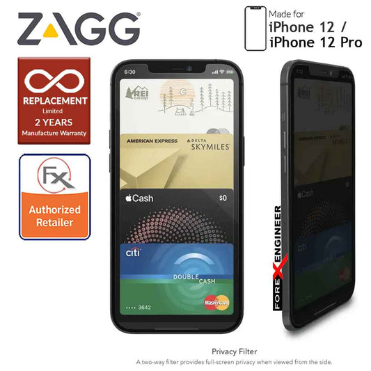 InvisibleShield Glass Elite Privacy+ for iPhone 12 - 12 Pro 5G 6.1" (Barcode: 840056131828)