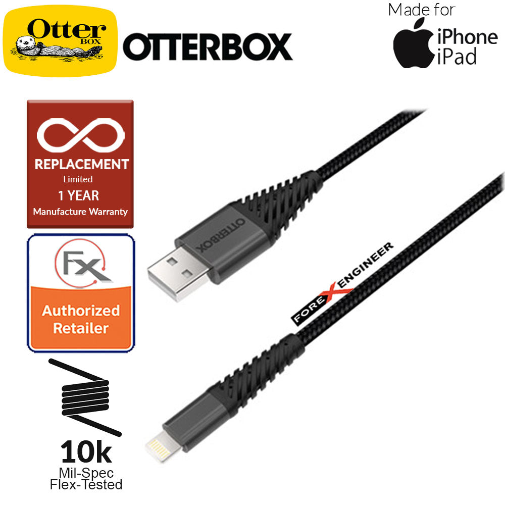 Otterbox Lightning Cable ( 1 Meter ) Ultra-strong Cable and Metal housing for iPhone and iPad ( Barcode: 840104218112 )