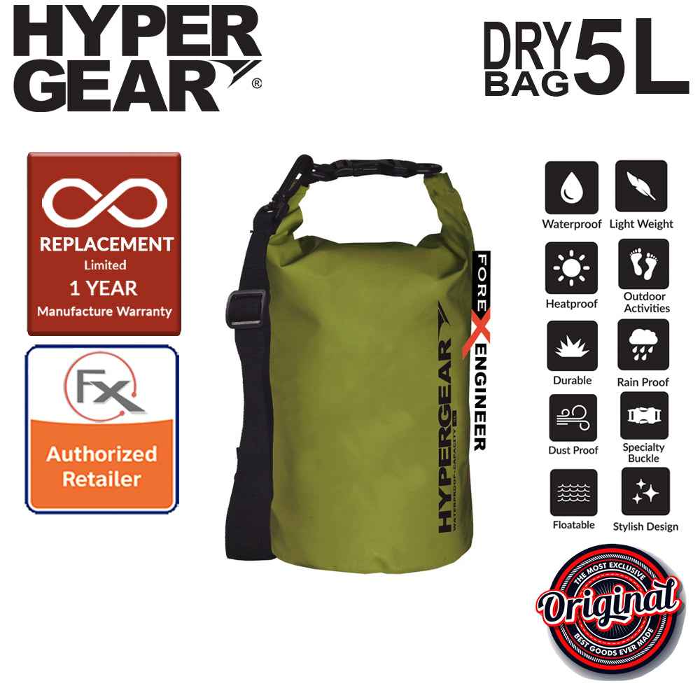 HyperGear Dry Bag 5L - IPX Waterproof Specification - Army Green - Forexengineer-malaysia
