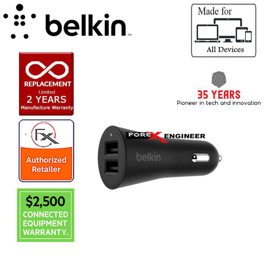 Belkin BOOST↑UP™ 2 Port Car Charger 4.8A - 24W - Black - Forexengineer-malaysia
