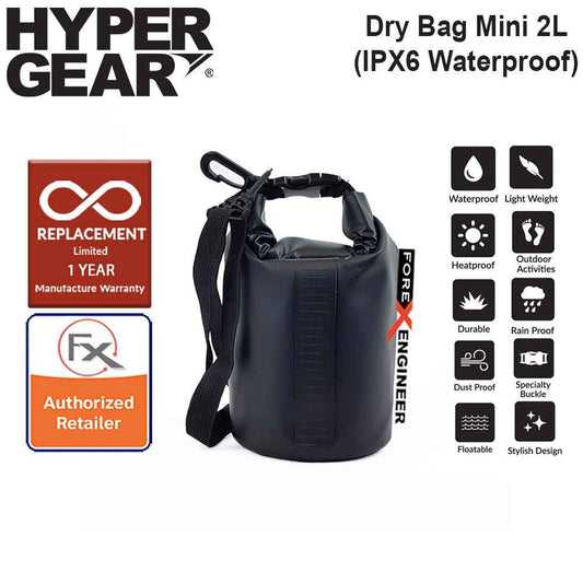 HyperGear Dry Bag Mini 2L - IPX6 Waterproof Specification - Black - Forexengineer-malaysia
