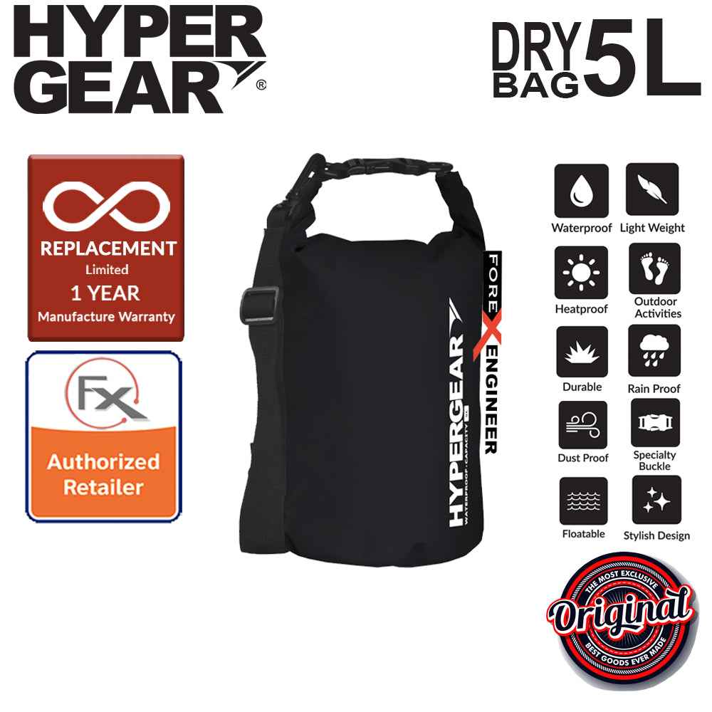 HyperGear Dry Bag 5L - IPX Waterproof Specification - Black - Forexengineer-malaysia