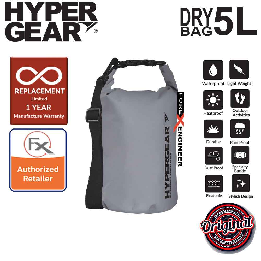 HyperGear Dry Bag 5L - IPX Waterproof Specification - Grey - Forexengineer-malaysia
