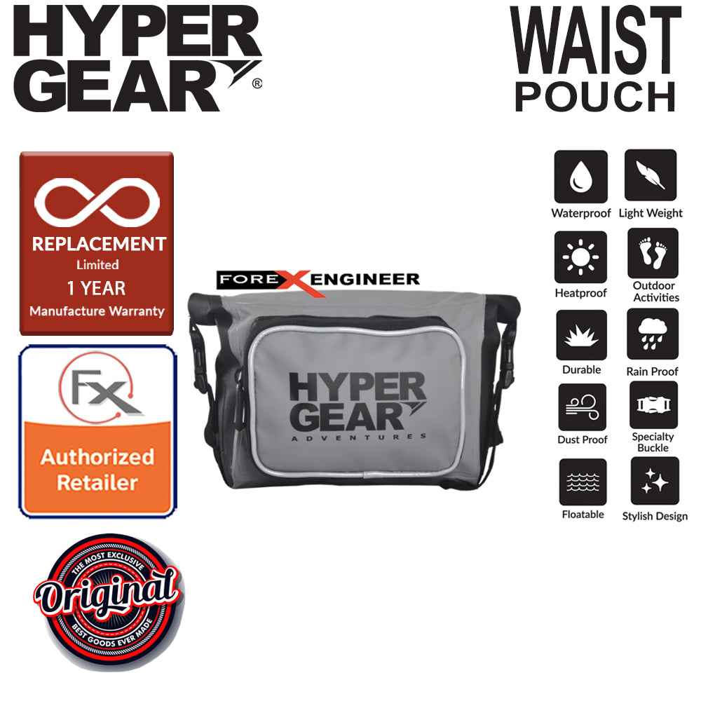 HyperGear Waist Pouch Medium - 100% Waterproof Pouch, Durable and Comfort - Grey (Motorsport) - Forexengineer-malaysia