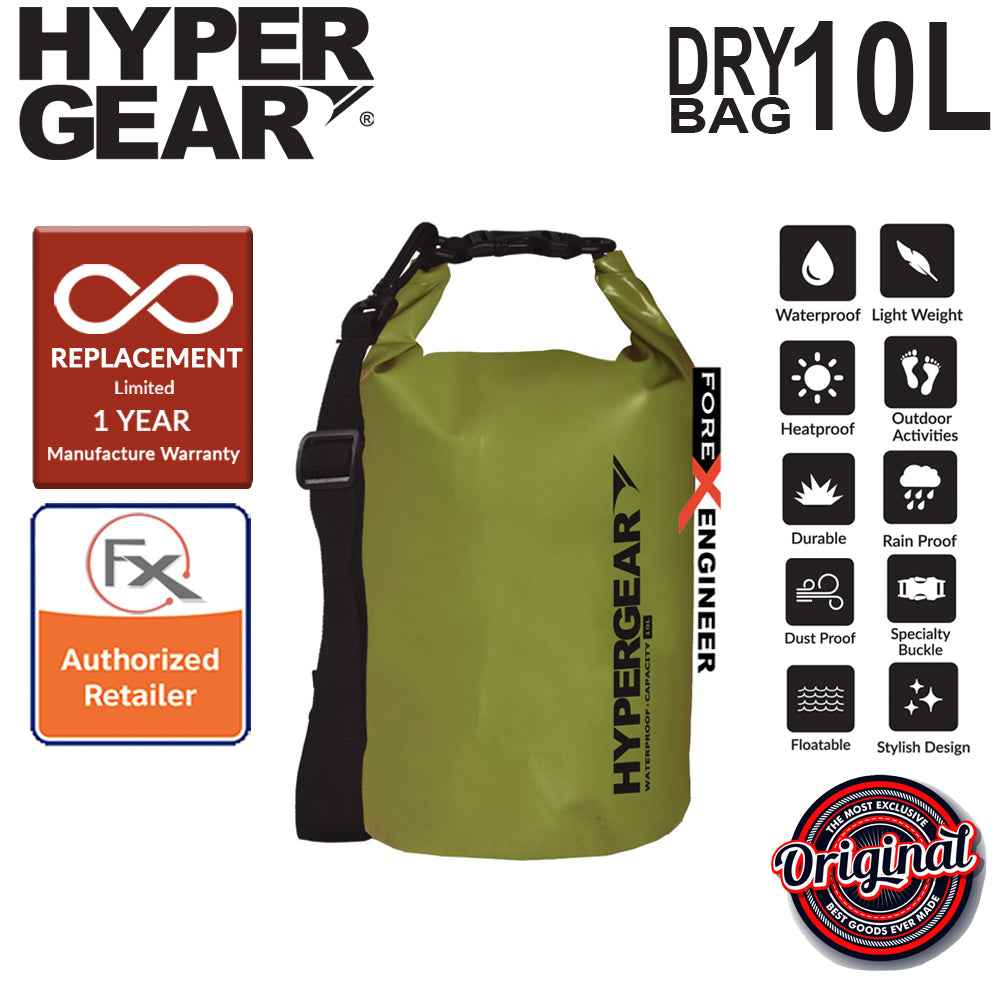 HyperGear Dry Bag 10L - IPX Waterproof Specification - Army Green - Forexengineer-malaysia