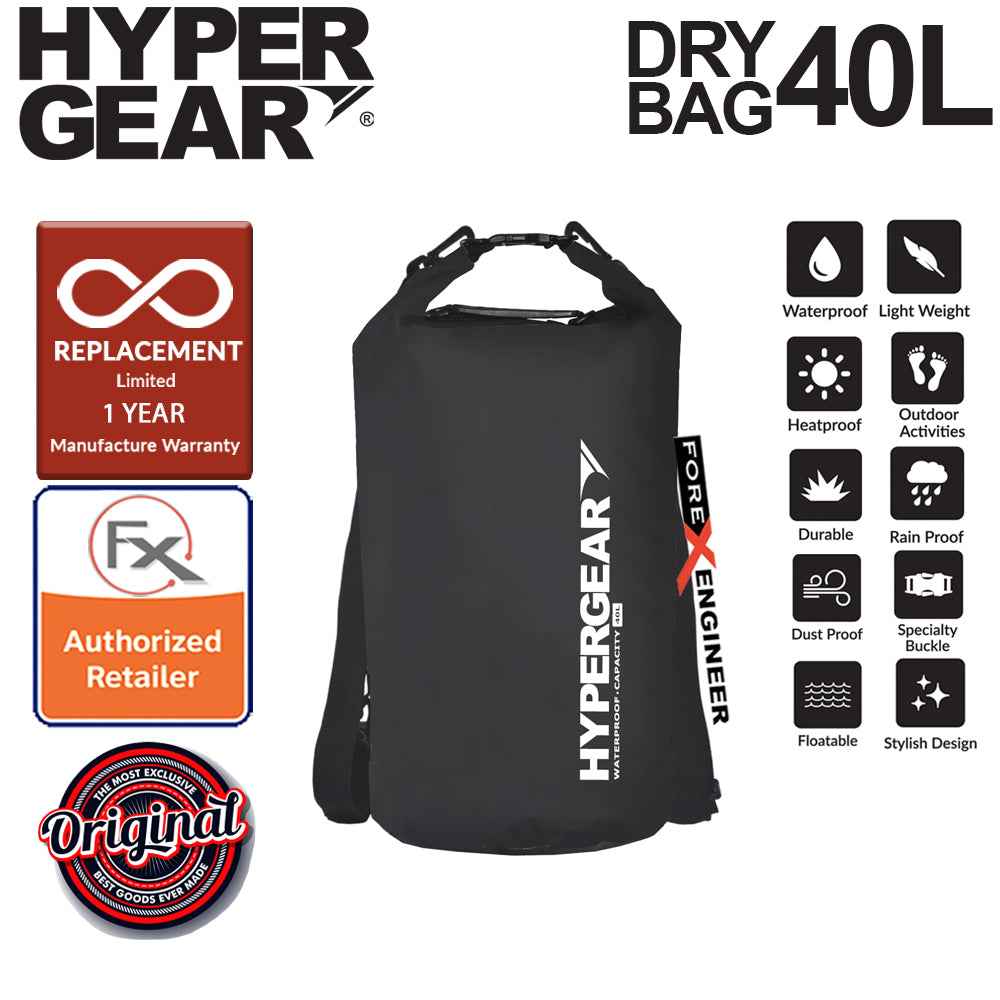 HyperGear 40L Dry Bag - IPX6 Waterproof Specification - Black - Forexengineer-malaysia