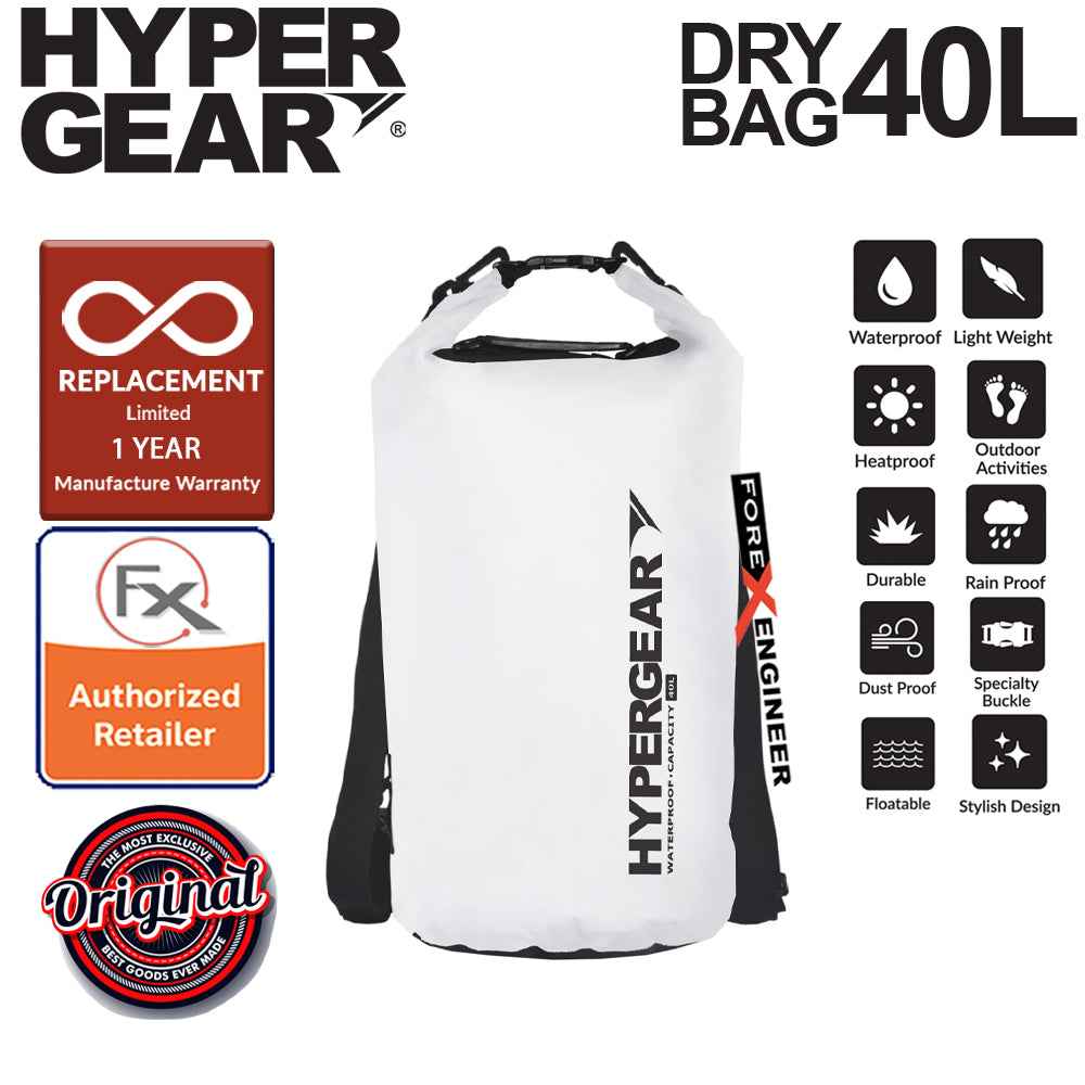 HyperGear 40L Dry Bag - IPX6 Waterproof Specification - Pearl White - Forexengineer-malaysia