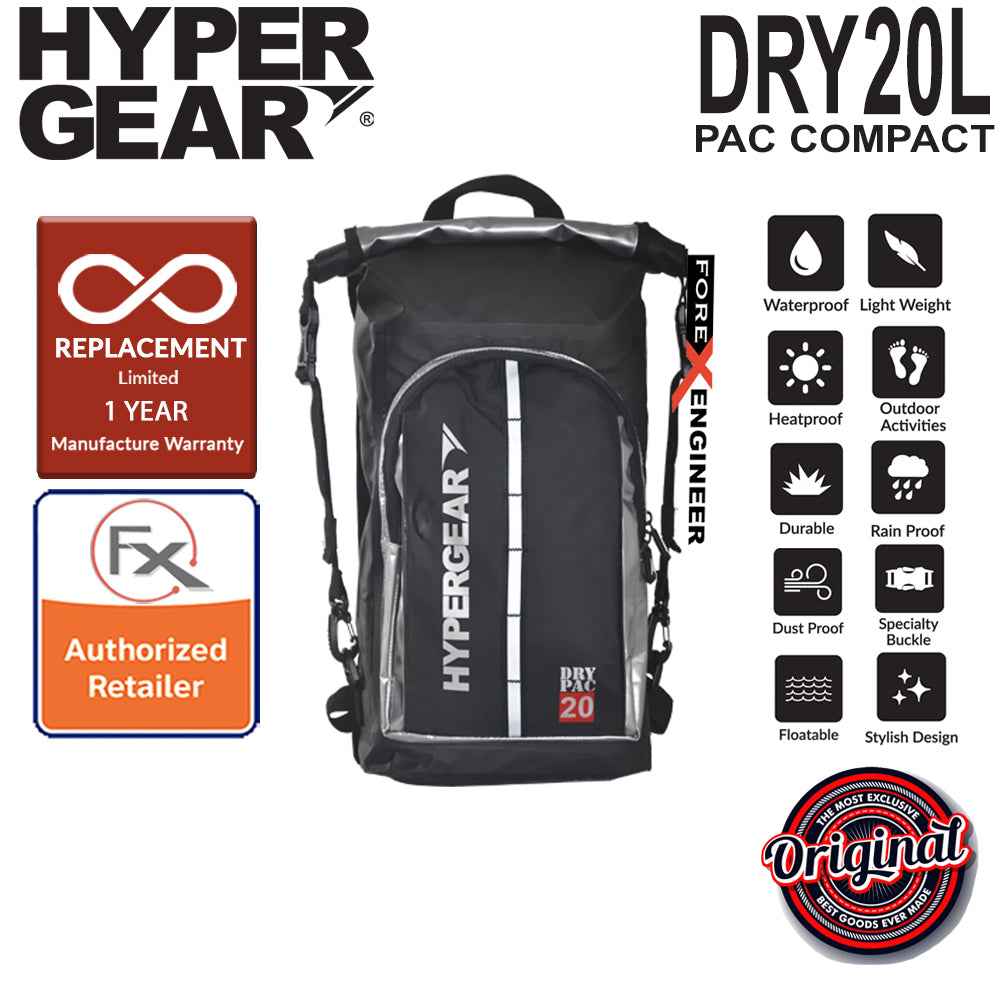 HyperGear Dry Pac Compact 20L - Waterproof and Lightweight Backpack - Silver - Forexengineer-malaysia