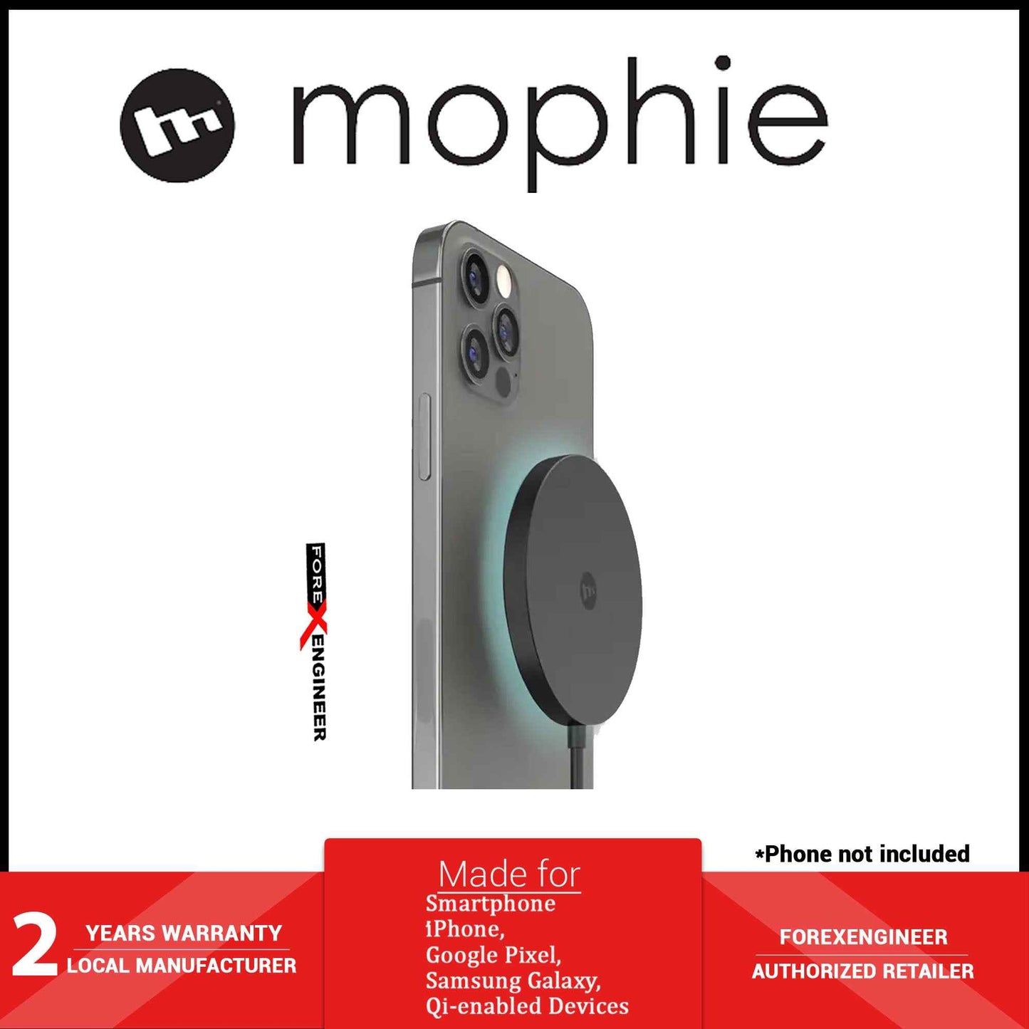 Mophie Snap+ Wireless Charger - 15W for Qi-enabled and MagSafe Compatible