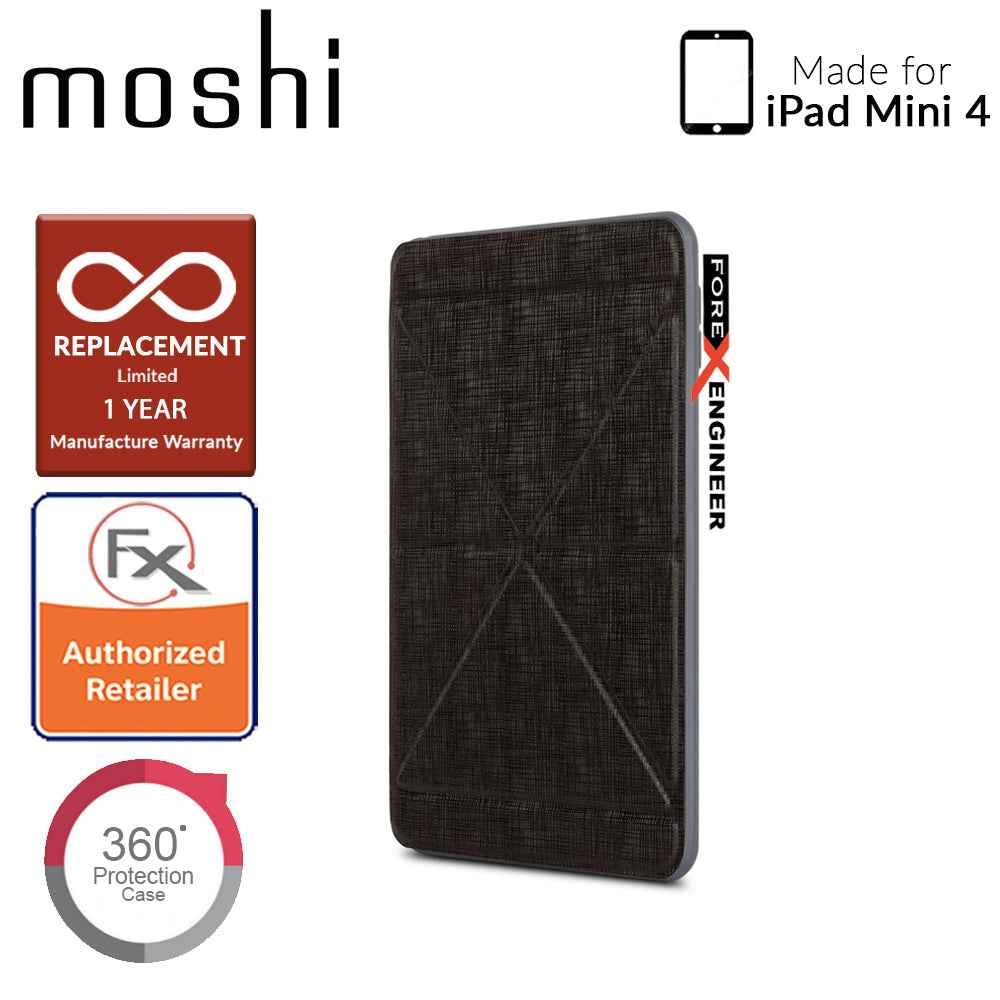 Moshi VersaCover with Folding Cover for iPad Mini 4 - Metro Black - Forexengineer-malaysia