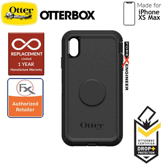 OTTER + POP Defender for iPhone Xs Max - Rugged Protective Case with PopSockets - Black - Forexengineer-malaysia