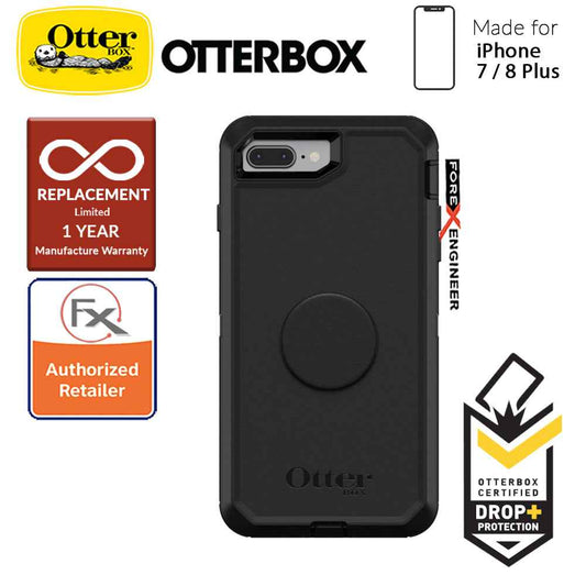 OTTER + POP Defender for iPhone 7 Plus - 8 Plus - Rugged Protective Case with PopSockets - Black - Forexengineer-malaysia