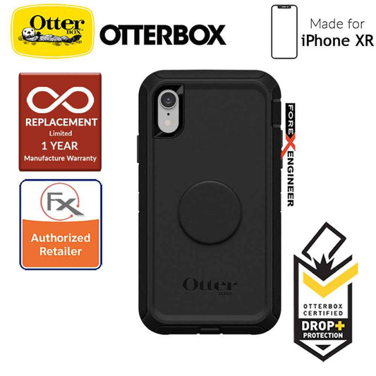 OTTER + POP Defender for iPhone XR - Rugged Protective Case with PopSockets - Black - Forexengineer-malaysia