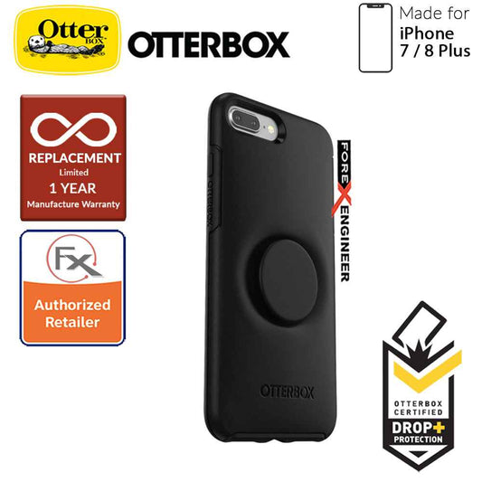 OTTER + POP Symmetry for iPhone 7 Plus - 8 Plus - Slim Protective Case with Pop Sockets - Black - Forexengineer-malaysia