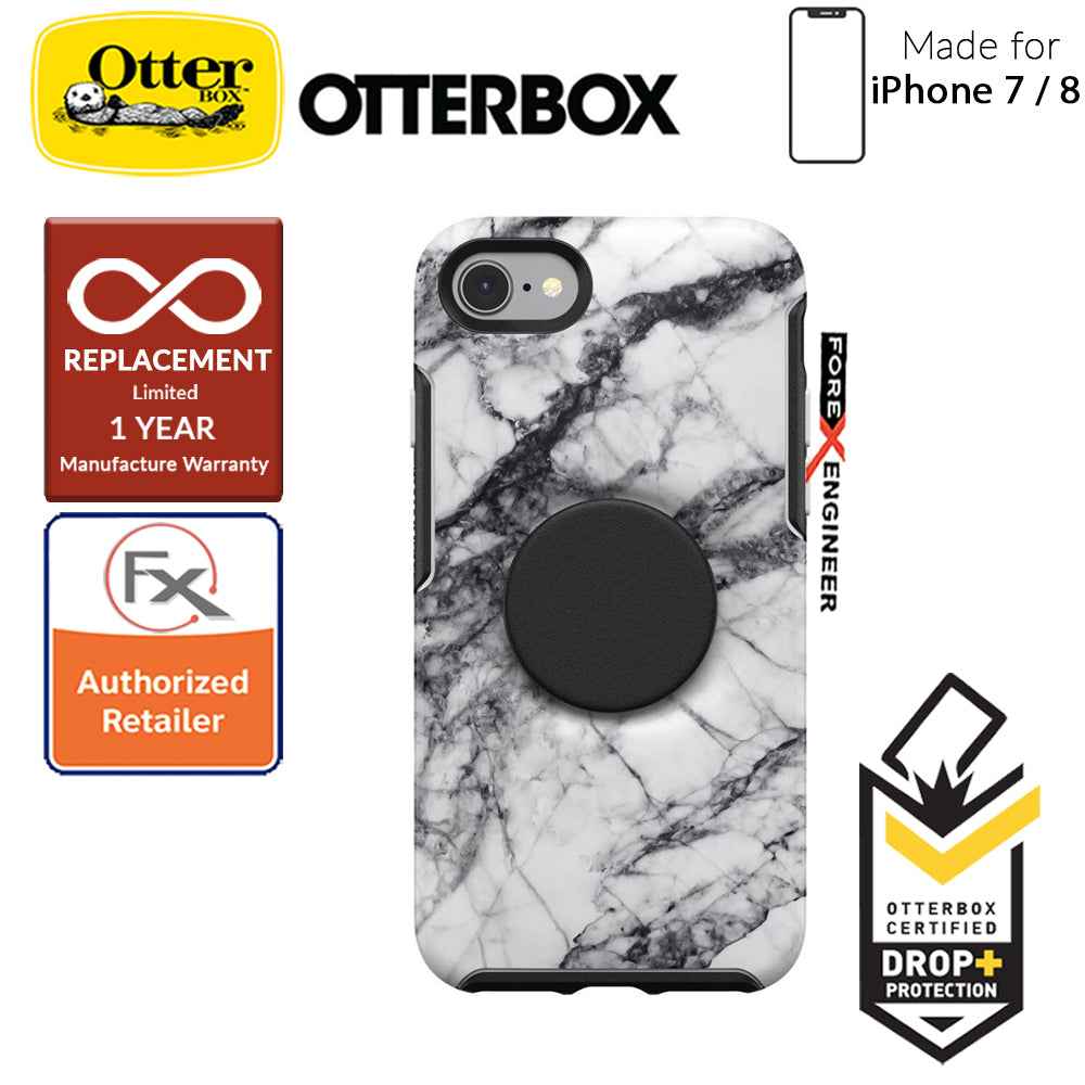 OTTER + POP Symmetry for iPhone 7 - 8 - Slim Protective Case with Pop Sockets - White Marble - Forexengineer-malaysia