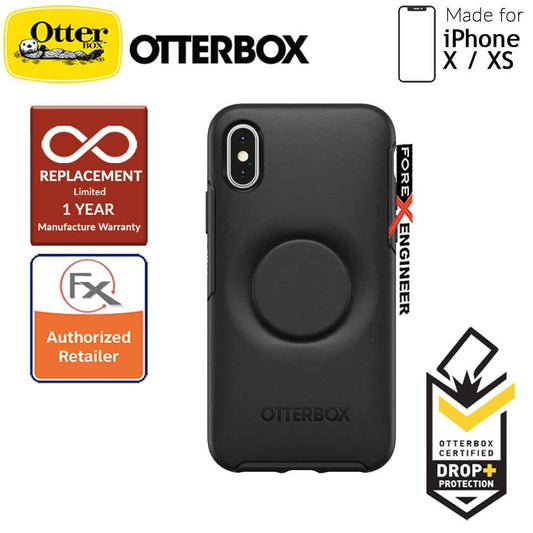OTTER + POP Symmetry for iPhone X - Xs - Slim Protective Case with Pop Sockets - Black - Forexengineer-malaysia