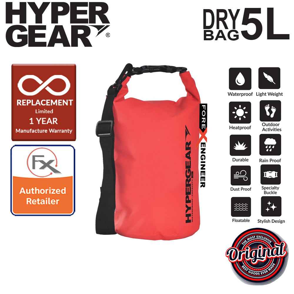 HyperGear Dry Bag 5L - IPX Waterproof Specification - Red - Forexengineer-malaysia