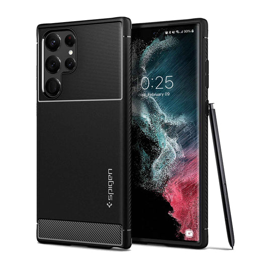 Spigen Rugged Armor Case for Samsung Galaxy S22 Ultra - Matte Black