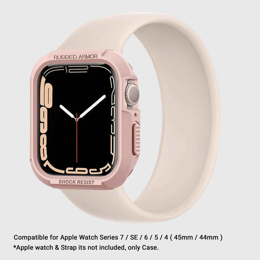 Spigen Rugged Armor for Apple Watch Series 7 - SE - 6 - 5 - 4 ( 45mm - 44mm ) Protection Case - Rose Gold - Forexengineer-malaysia