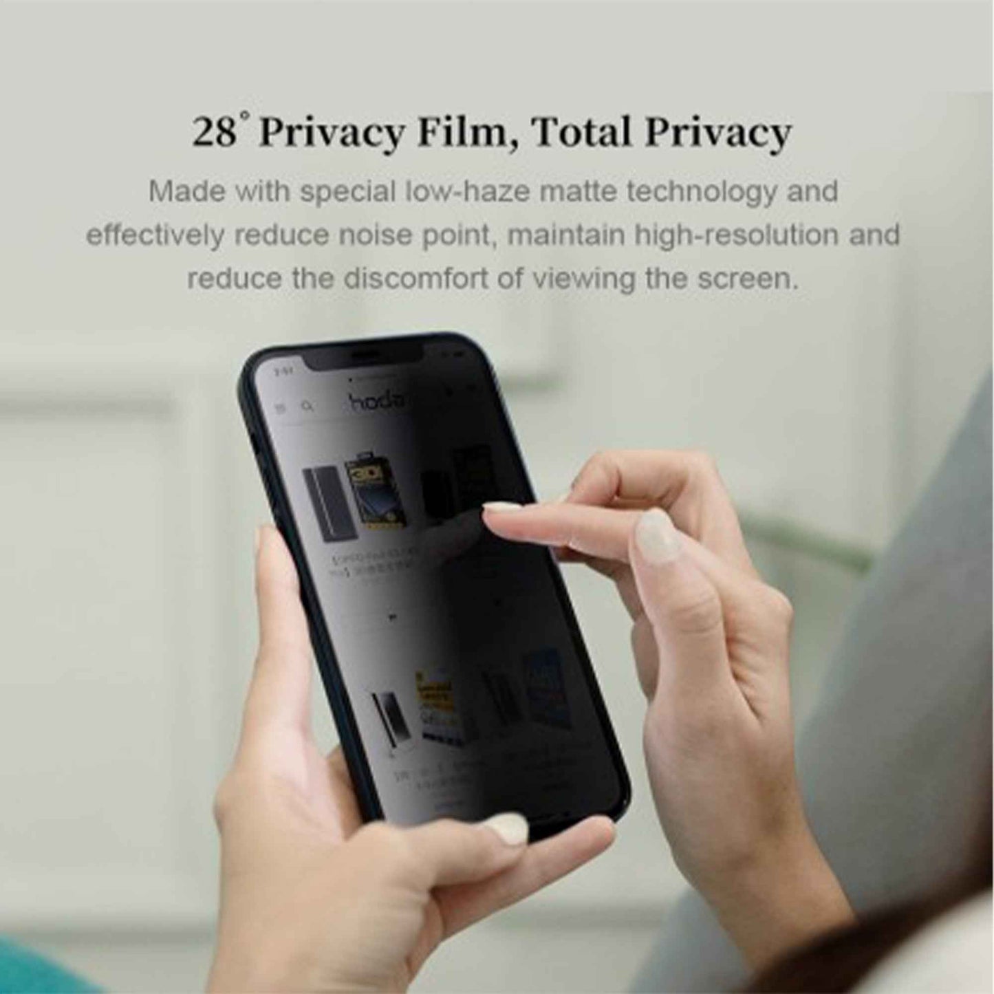 Hoda Tempered Glass for 14 - 13 - 13 Pro ( Anti-Peeper 2.5D 0.33mm Full Coverage ) - Privacy (Barcode: 4711103545805 )