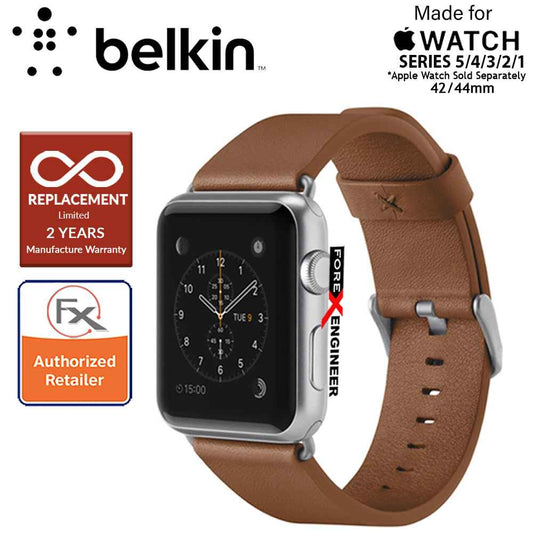 Belkin Classic Leather Band for Apple Watch Series 7 - SE - 6 - 5 - 4 - 3 - 2 - 1 ( 42mm - 44mm ) ( Tan ) ( Barcode : 745883723744 )