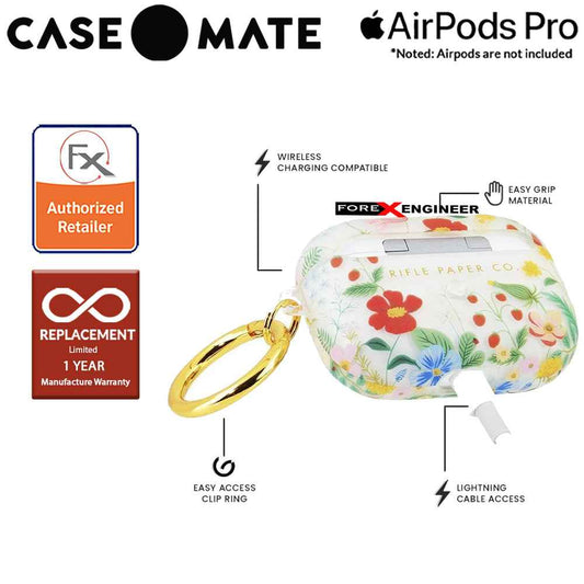 Case Mate Airpods Pro Rifle Paper - Clear Strawberry Fields ( Barcode : 846127198837 )